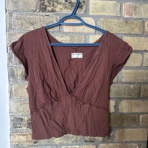 We The Free Rust Brown V-Neck Crop Top